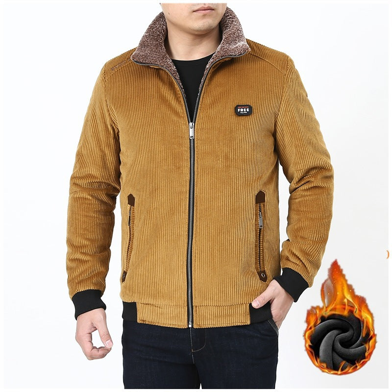 Herren Cord‑Fieldjacke mit kuscheliger Teddyfleece‑Innenlage und Stehkragen Echoarchiv