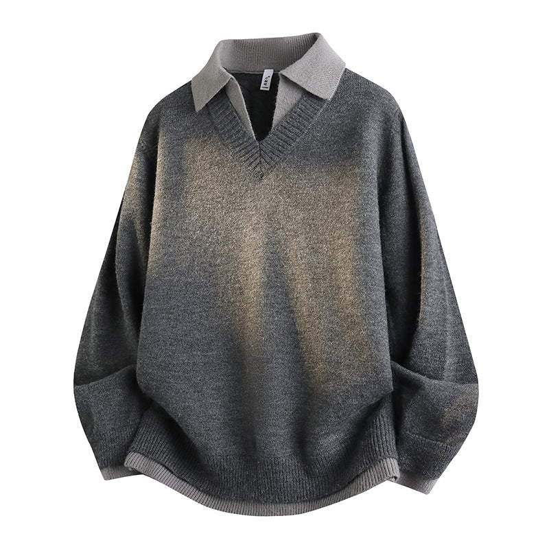 Herren Klassischer Grobstrickpullover mit V-Ausschnitt – Norvane