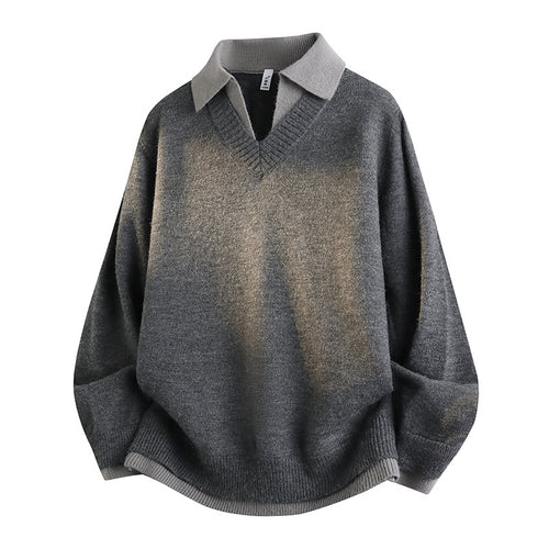 Herren Klassischer Grobstrickpullover mit V-Ausschnitt – Norvane