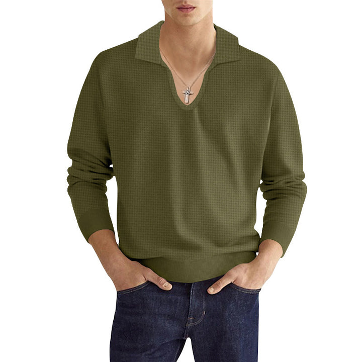 Herren Strickpullover mit modischem V-Ausschnitt und strukturiertem Design Echoarchiv