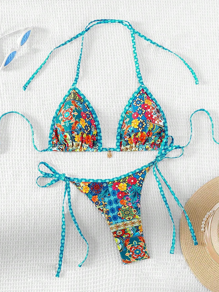 Damen Triangel-Bikini mit floralem Design und verstellbaren Bändern Echo Archiv