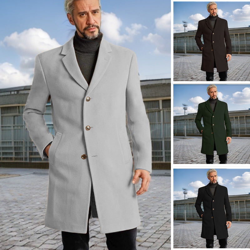 Herren Eleganter Langmantel mit modischen Knöpfen und hochwertigem Stoff Echoarchiv
