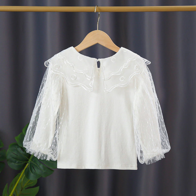 Mädchen elegante Bluse mit transparenten Tüllärmeln Echo Archiv