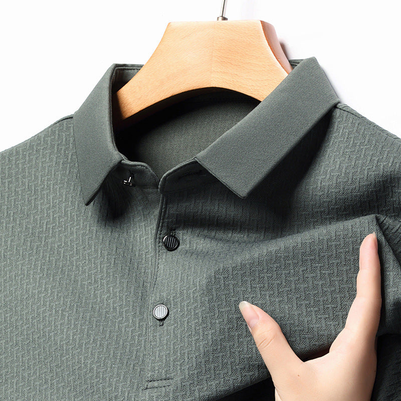 Herren langärmliges Poloshirt mit strukturiertem Design und modernem Schnitt Echoarchiv