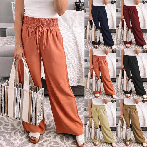 Damen Palazzo‑Hose aus fließendem Viskosemix mit hohem Smockbund und Tunnelzug – Avélisse