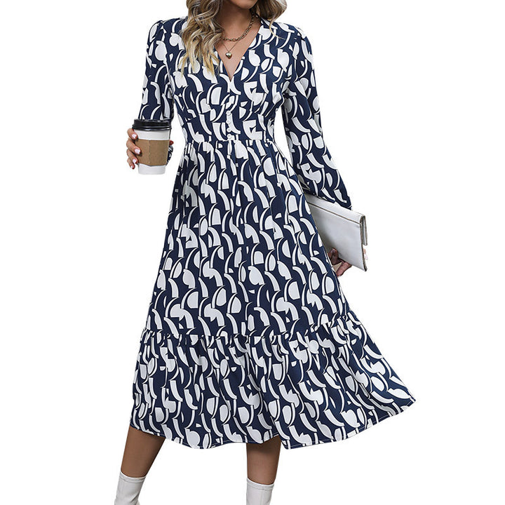Damen Midi-Kleid mit V-Ausschnitt und Rüschen Echo Archiv