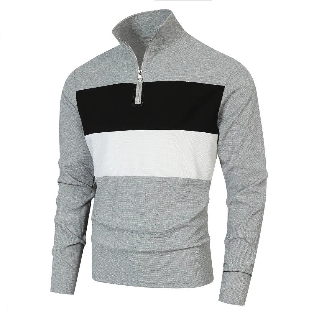 Herren Sportlicher Pullover mit Stehkragen und tiefem Reißverschluss Echoarchiv
