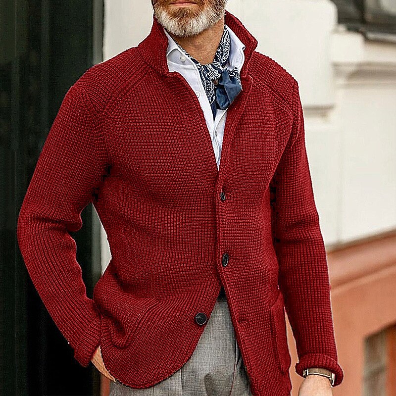 Herren Strickjacke mit Stehkragen und Strukturstrick Echo Archiv