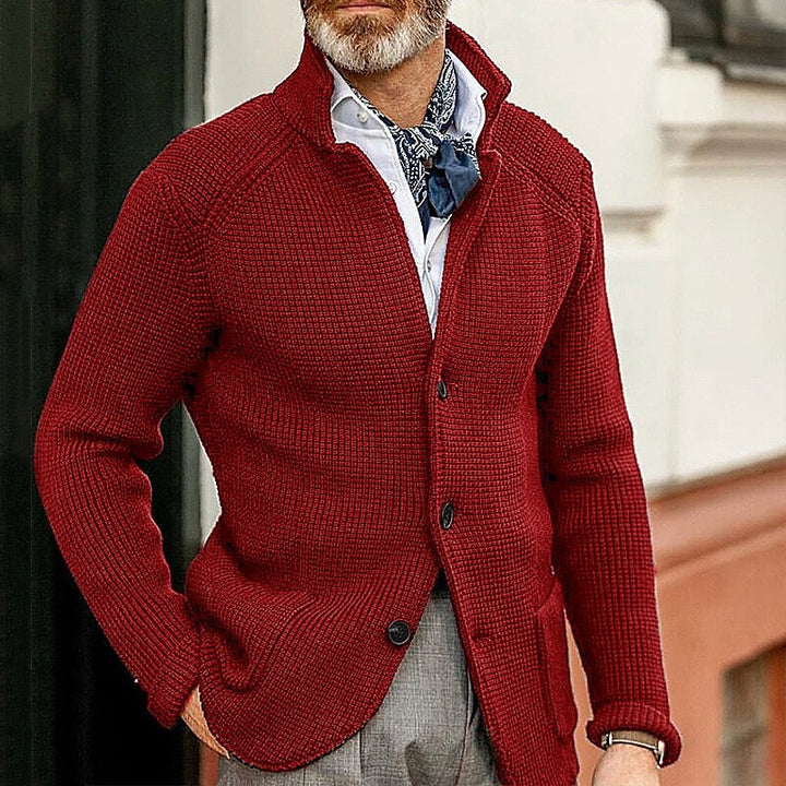 Herren Strickjacke mit Stehkragen und Strukturstrick Echo Archiv
