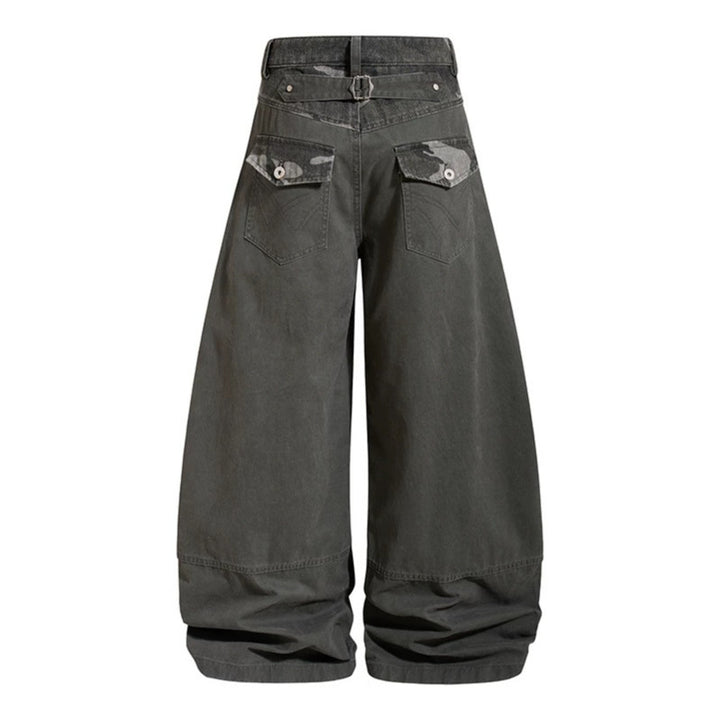 Damen weite Palazzohose aus Baumwolle mit Camouflage-Bund und Utility-Nähten Echoarchiv