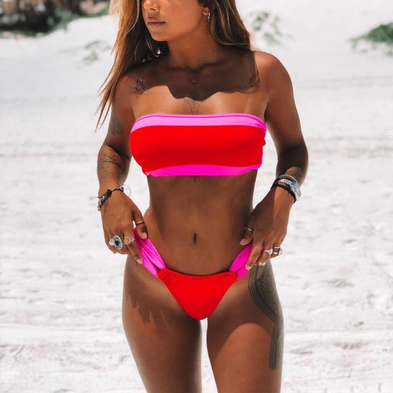 Damen Bandeau-Bikini mit kontrastrierenden Farben Echo Archiv
