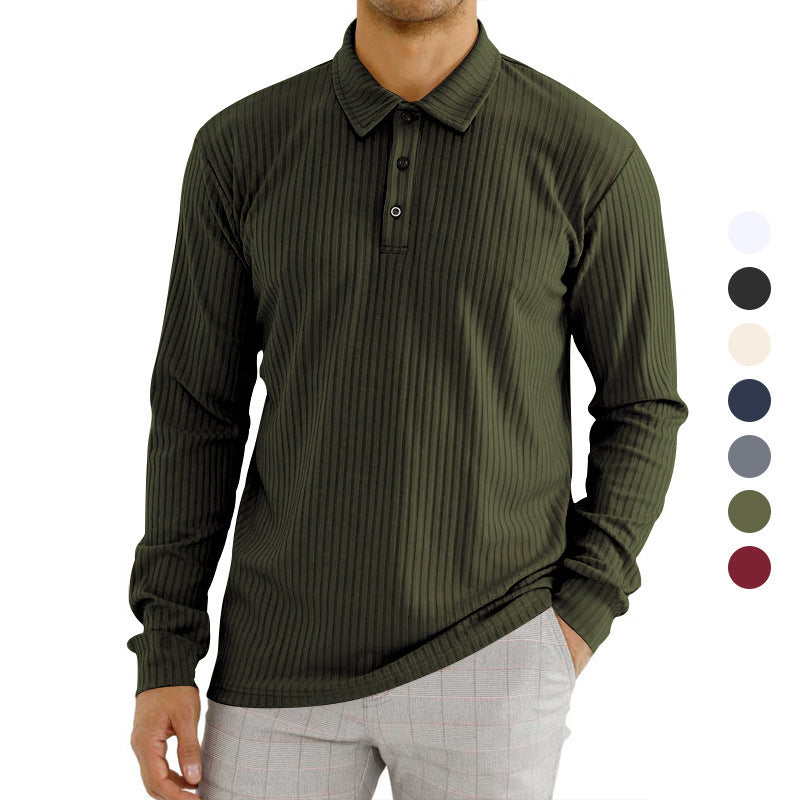 Herren Langarm-Polohemd mit strukturiertem Design Echoarchiv