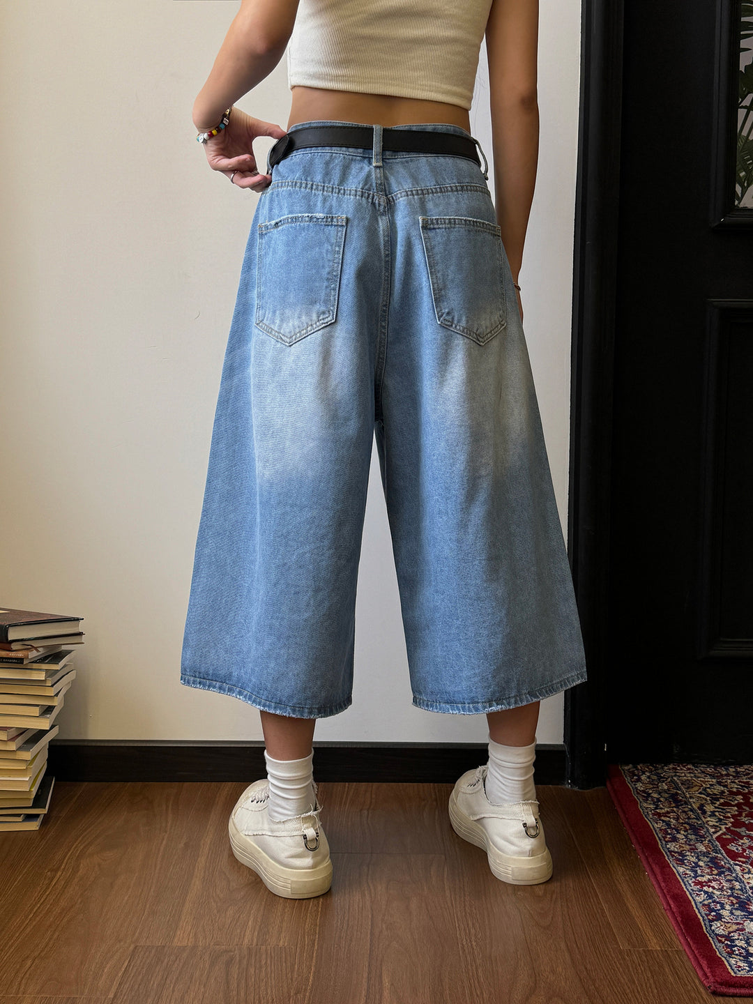 Damen Weitgeschnittene Jeans-Shorts Echoarchiv