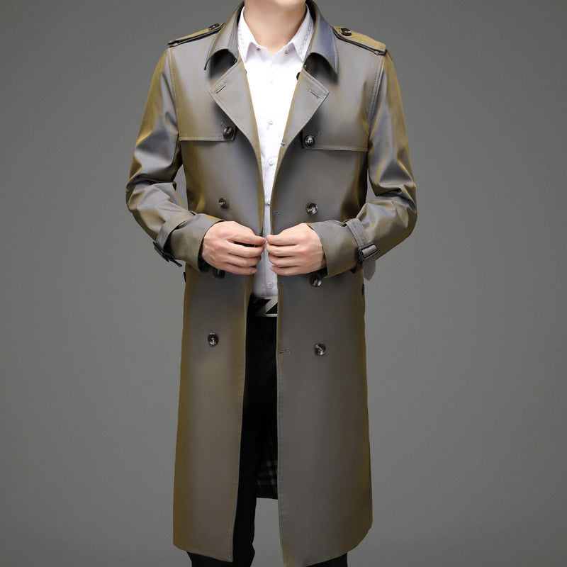 Herren modischer Trenchcoat mit doppelter Knopfreihe und praktischen Taschen Echoarchiv
