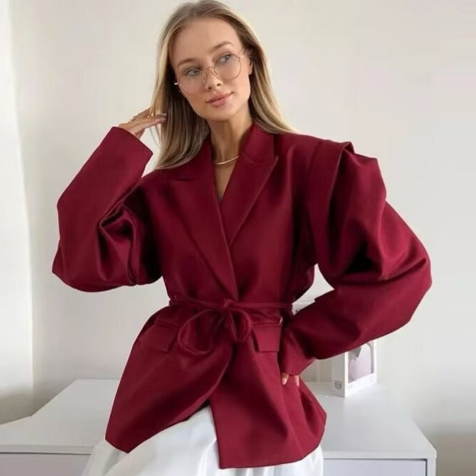 Damen Blazer mit Schulter-Cutouts, Taillengürtel und Ein-Knopf-Verschluss Echo Archiv