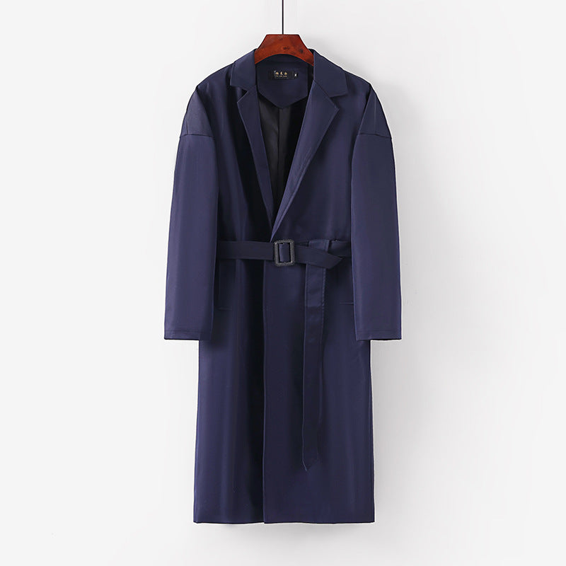 Damen Longline Trenchcoat mit Taillengürtel und fallendem Revers Echoarchiv