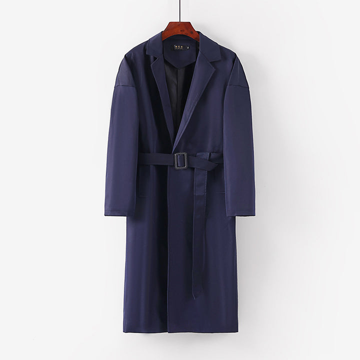 Damen Longline Trenchcoat mit Taillengürtel und fallendem Revers Echoarchiv