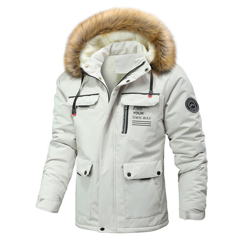 Herren gefütterte Parkajacke mit abnehmbarer Kapuze und wasserabweisendem Material Echoarchiv
