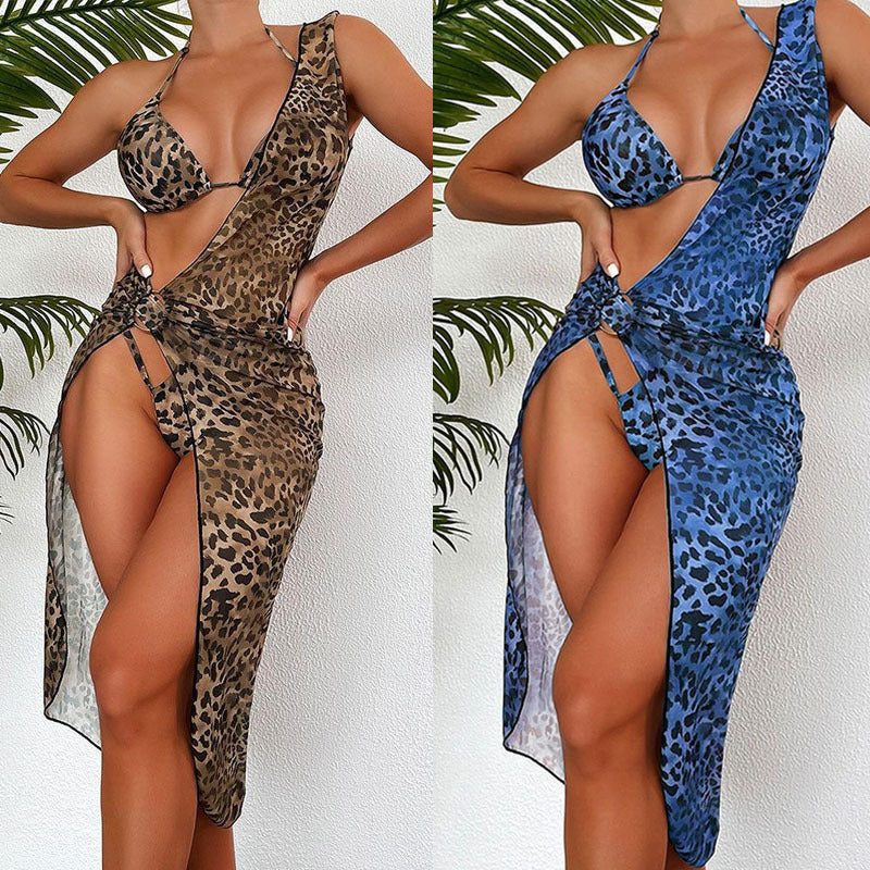 Damen Triangel-Bikini mit modischem Halter-Top und transparentem Sarong Echo Archiv