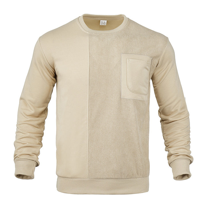 Herren Struktur-Sweatshirt mit Rippen-Panel und Brusttasche Echoarchiv