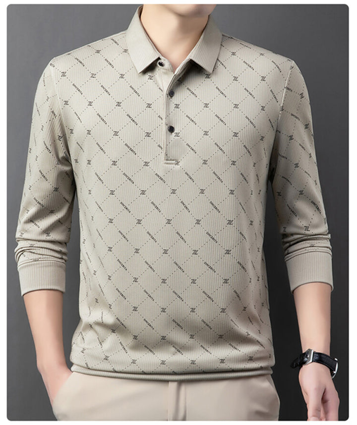 Herren Langarm Poloshirt mit innovativem Muster und atmungsaktiven Eigenschaften Echoarchiv