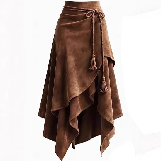Damen asymmetrischer Wickelrock mit dekorativen Quasten Echo Archiv