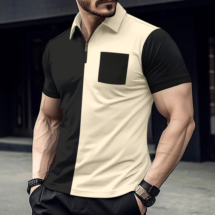 Herren sportliches Kurzarm-Oberteil mit Reißverschluss und stylishem Design Echoarchiv