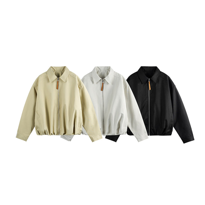 Unisex Kurzblouson im Boxy‑Cut mit Hemdkragen und gerafftem Saum Echoarchiv