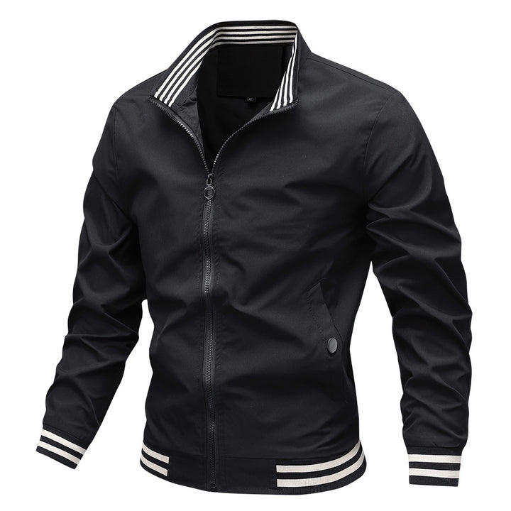 Herren sportliche Übergangsjacke mit gestreiftem Kragen Echoarchiv