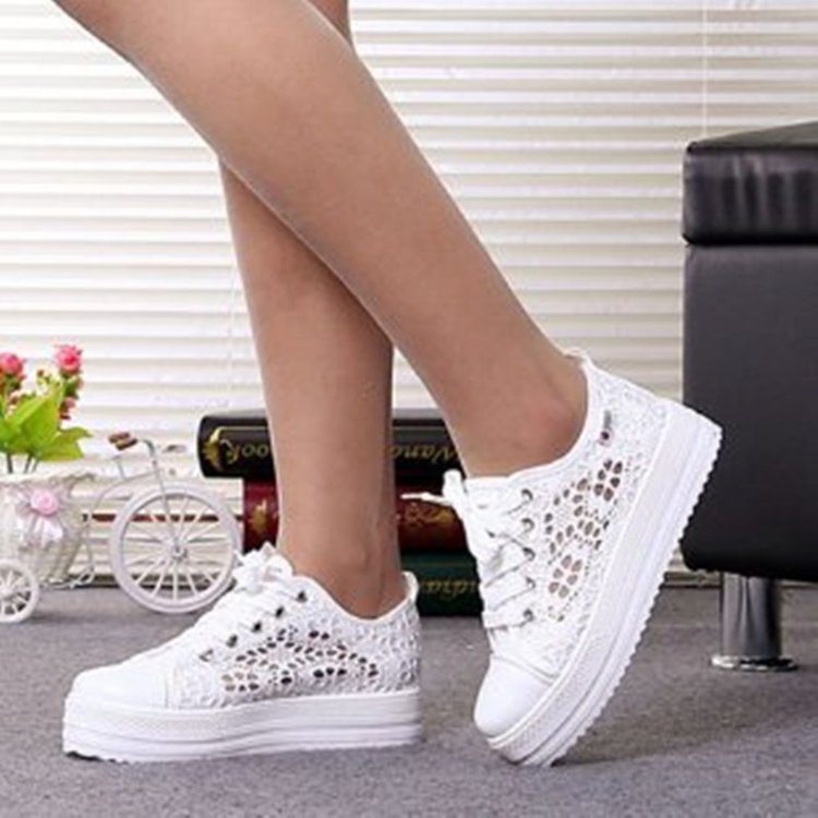 Damen modische Luftige Sneakers mit Häkel-Design und Plateau-Sohle Echo Archiv