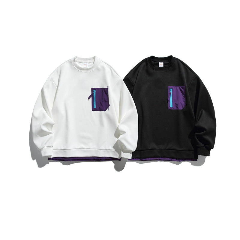 Unisex Oversize-Sweatshirt mit kontrastierter Reißverschluss-Brusttasche und doppellagigem Saum Echoarchiv