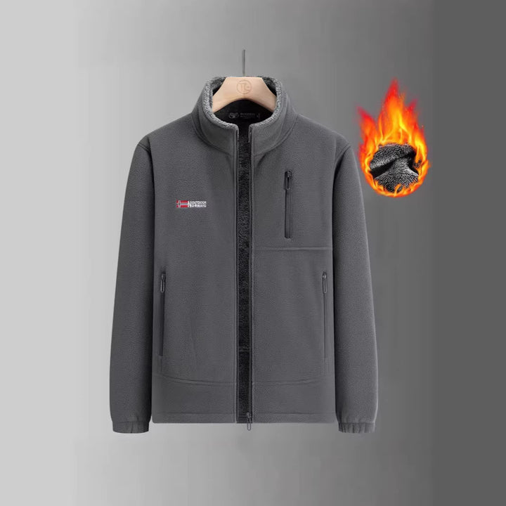 Herren Fleecejacke mit Teddyfutter, Stehkragen und mehreren Reißverschlusstaschen Echoarchiv