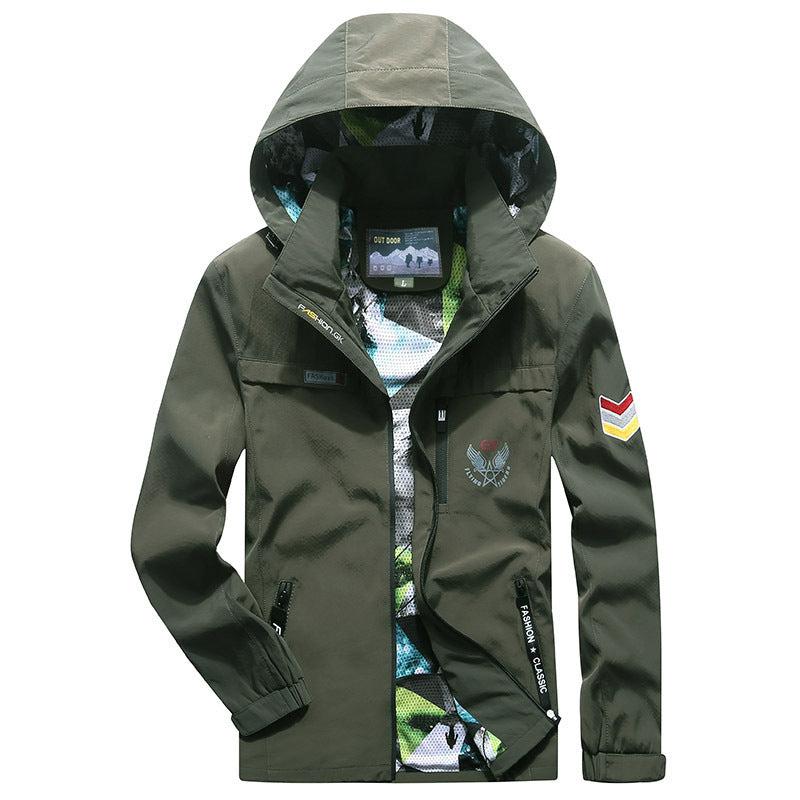 Herren leichte wasserabweisende Softshell-Kapuzenjacke mit Reißverschlusstaschen und Ärmeldetail Echoarchiv