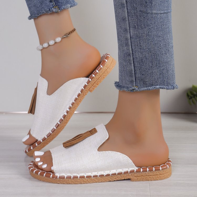 Damen Offene Pantoletten mit Quaste im Espadrille‑Stil – Sorelia