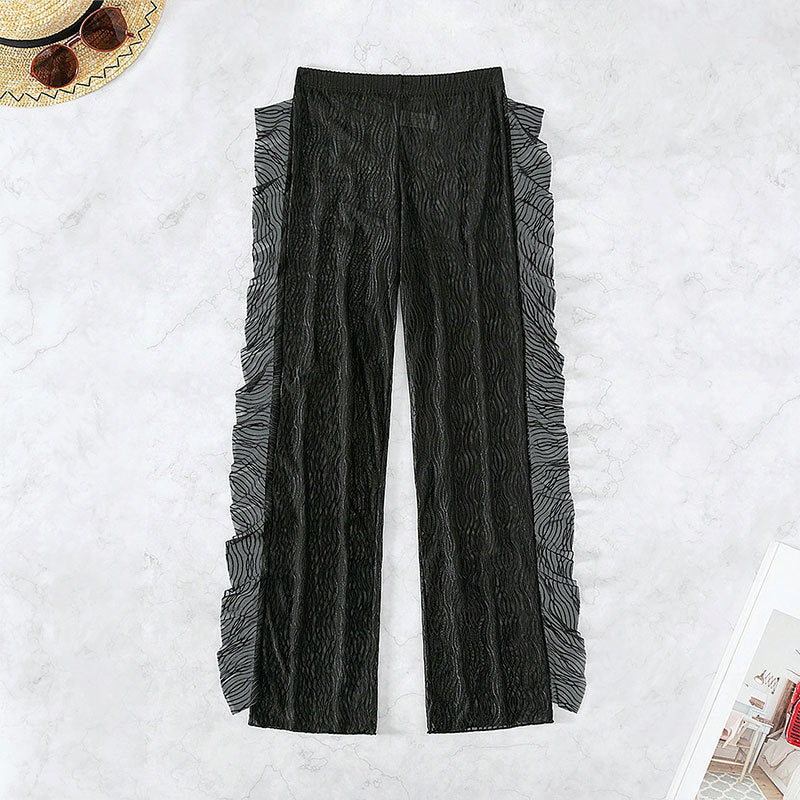 Damen transparente Strandhose mit raffinierter Rüschendetail Echo Archiv