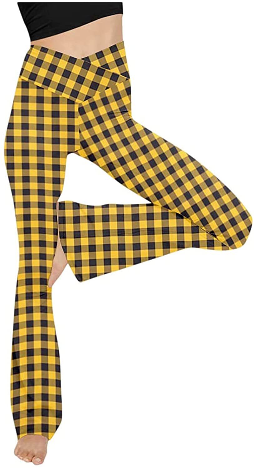 Damen nan taillenhohe Yogahose mit überkreuztem Bund und ausgestelltem Saum mit Schlitz Echo Archiv
