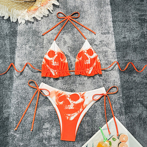 Damen Bikini-Set mit großflächigem Totenkopf-Design Echo Archiv