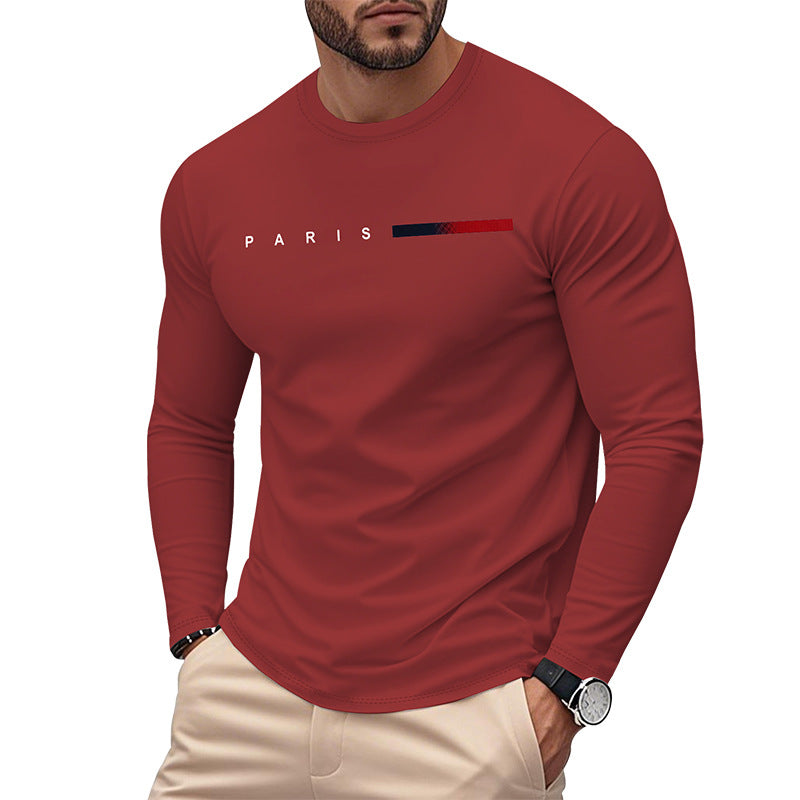 Herren Langarm T-Shirt mit modernem Paris-Druck und elastischem Saum Echoarchiv