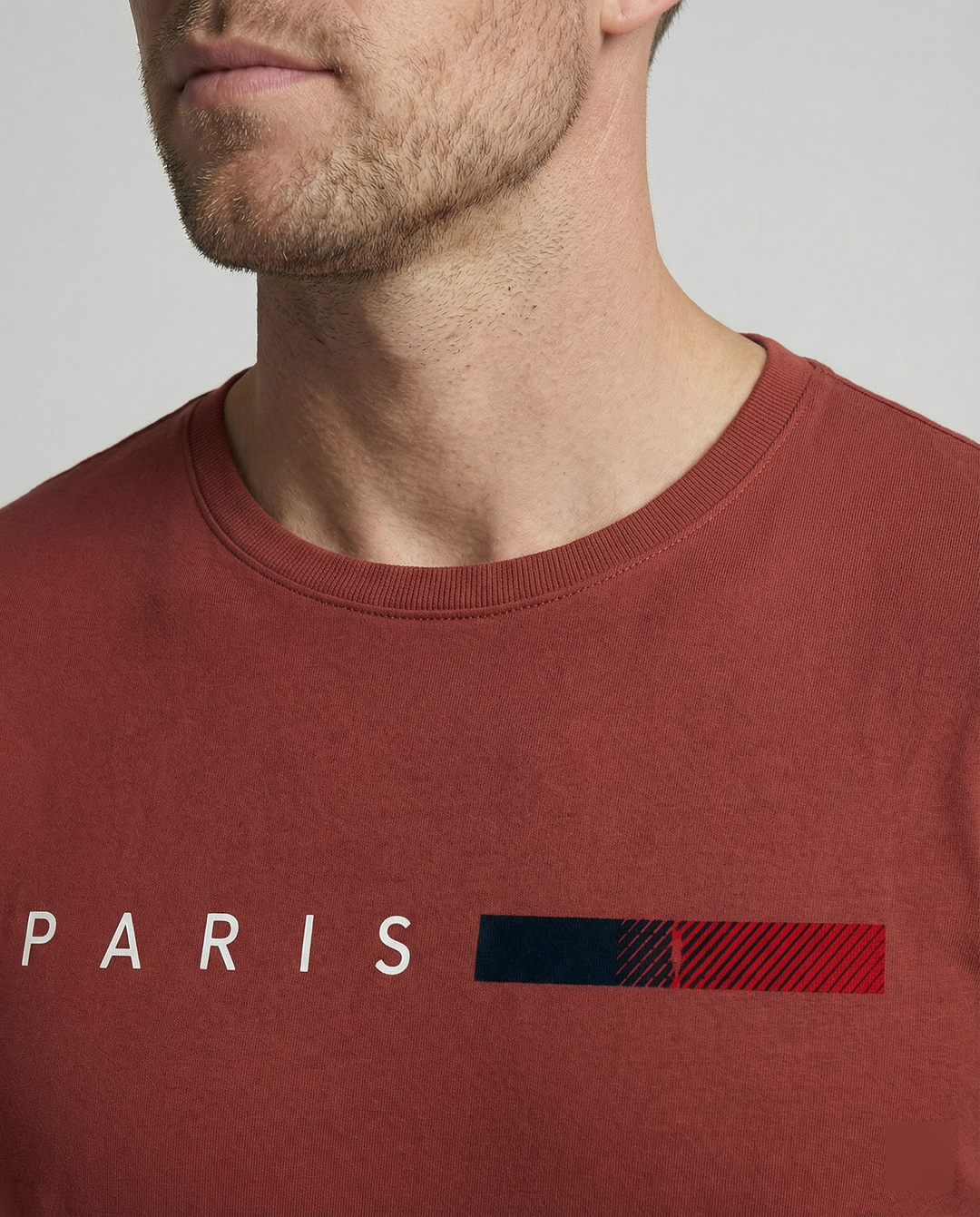Herren Langarm T-Shirt mit modernem Paris-Druck und elastischem Saum Echoarchiv
