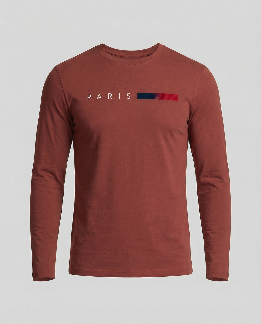 Herren Langarm T-Shirt mit modernem Paris-Druck und elastischem Saum Echoarchiv