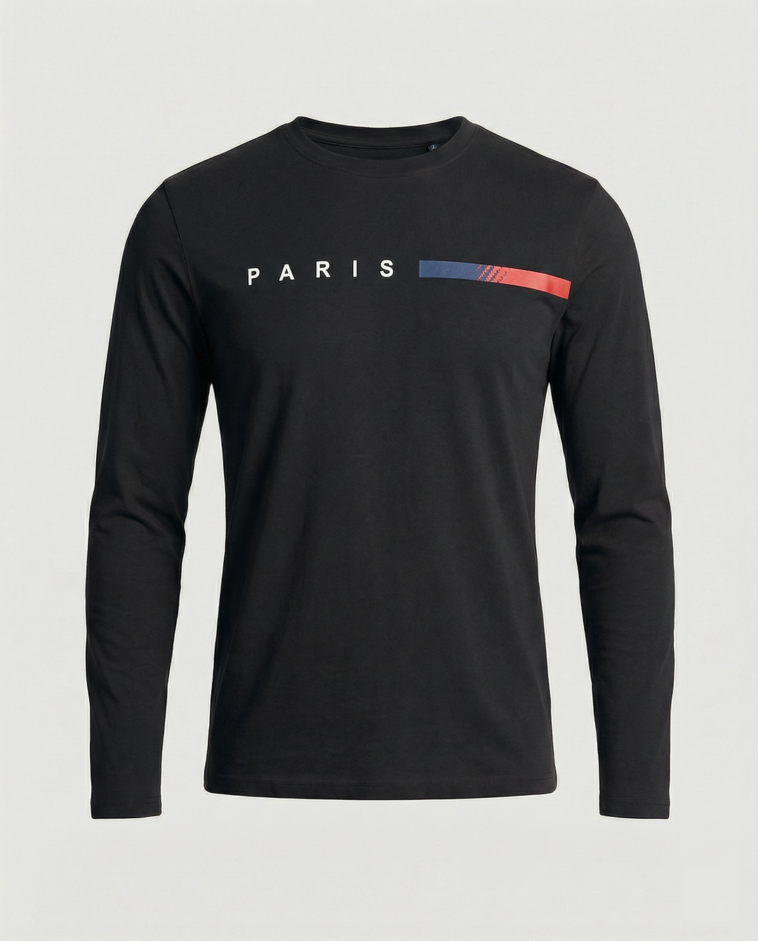 Herren Langarm T-Shirt mit modernem Paris-Druck und elastischem Saum Echoarchiv