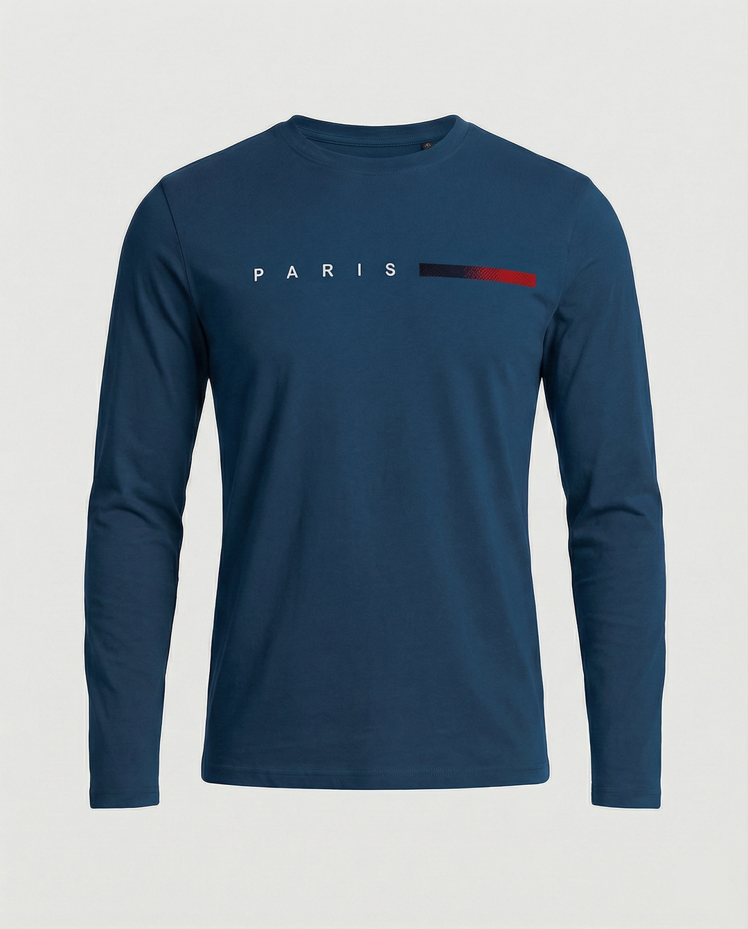 Herren Langarm T-Shirt mit modernem Paris-Druck und elastischem Saum Echoarchiv