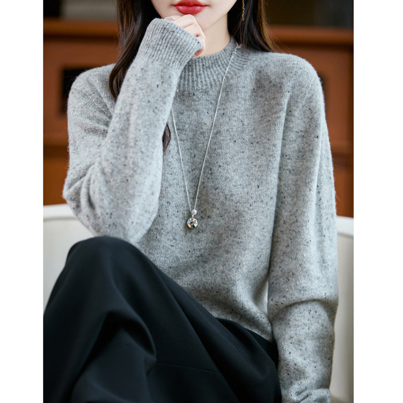 Damen Mélange-Feinstrickpullover mit kurzem Stehkragen und lockerer Silhouette Echoarchiv
