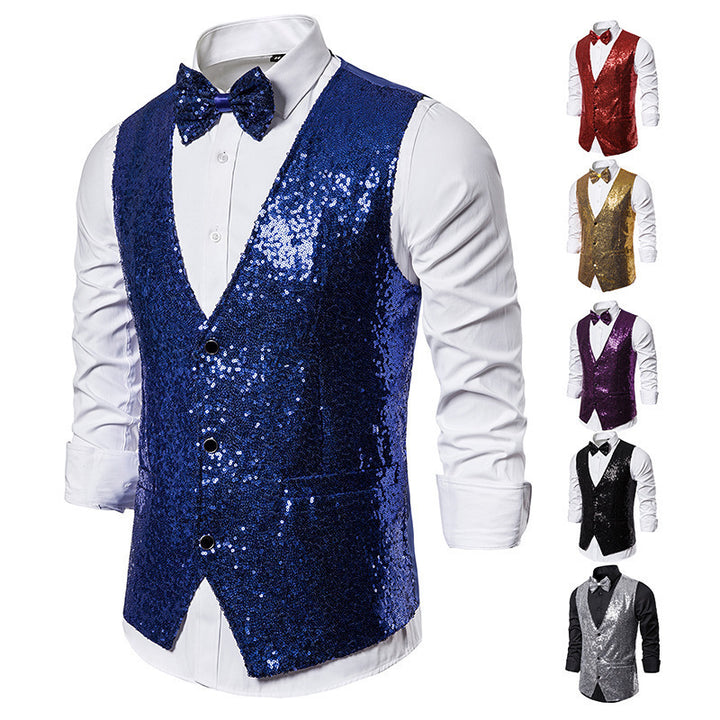 Herren eleganter Paillettenblazer mit passendem Fliege Echoarchiv