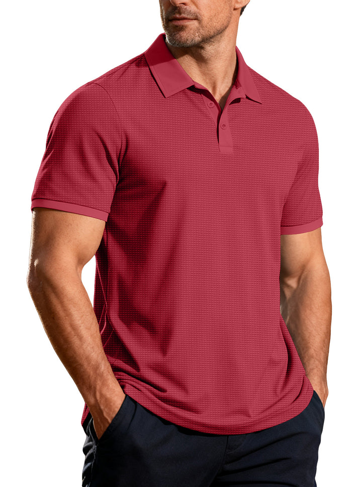 Herren nan strukturiertes Piqué-Kurzarm-Poloshirt mit Hemdkragen Echo Archiv