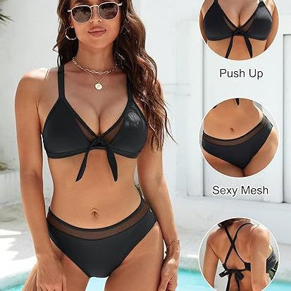 Damen Push-Up-Bikini-Top mit sexy Mesh und Rückenkreuz-Träger Echo Archiv