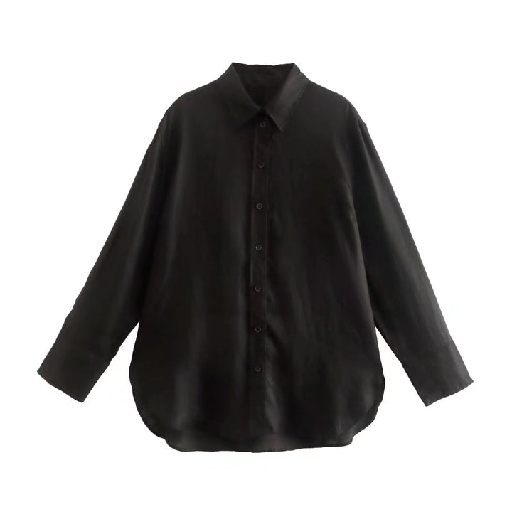 Damen Oversize-Hemdbluse mit verlängertem Rückenteil, kastigem Schnitt und durchgehender Knopfleiste Echo Archiv