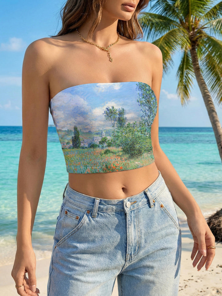 Damen Bandeau-Top mit kreativem Marmor-Design Echo Archiv