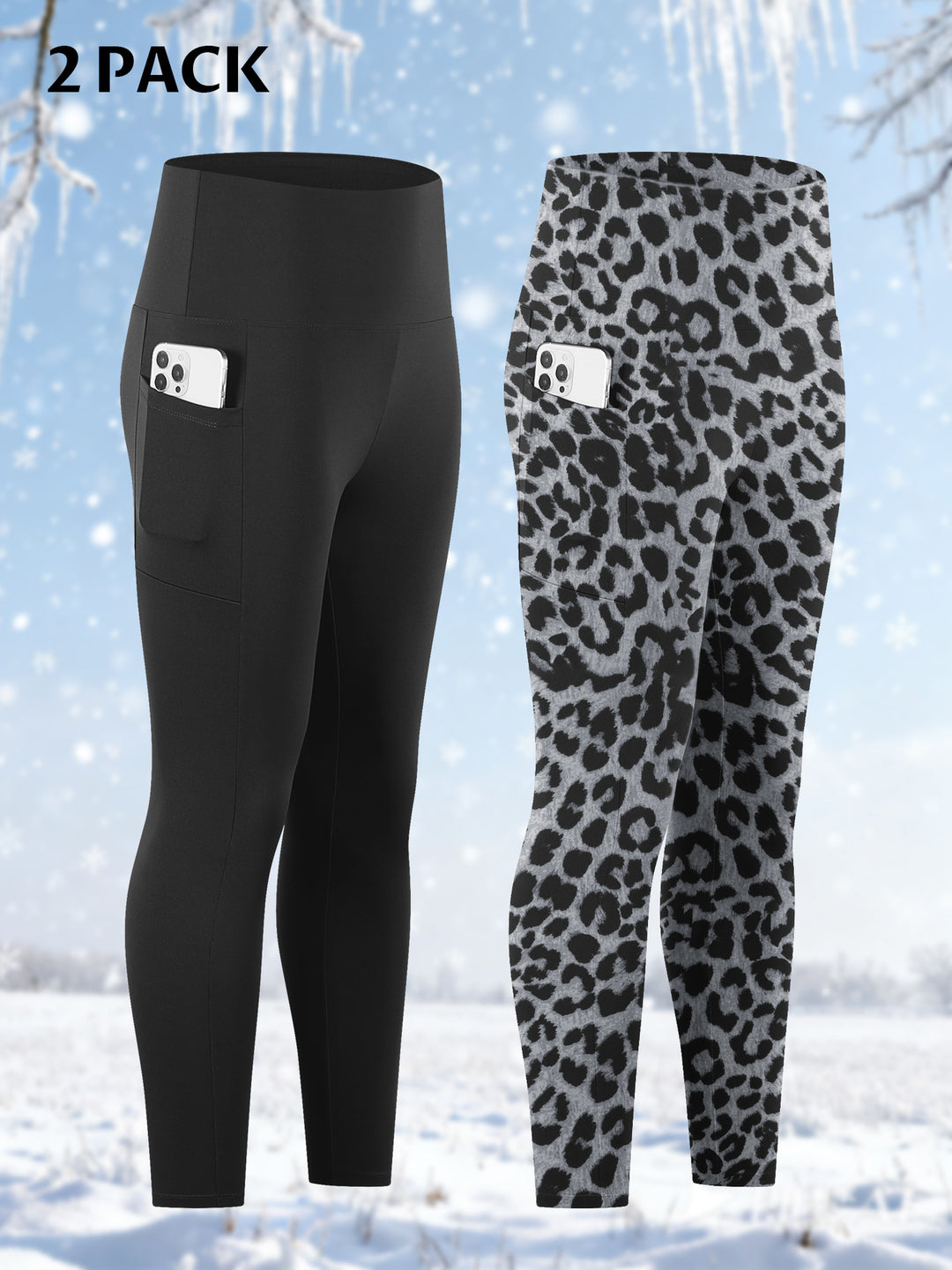 Damen Knöchelhohe Sportleggings mit hohem Bund und seitlicher Smartphone-Tasche – Avélisse