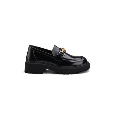 Damen Chunky‑Loafer aus Glattleder mit profilierter Lug‑Sohle und goldener Kettenapplikation Echo Archiv